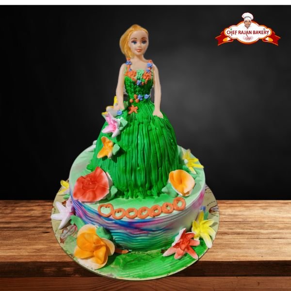 Barbie Icing Cake with Fondant Polka dots and picture - B0786 – Circo's  Pastry Shop