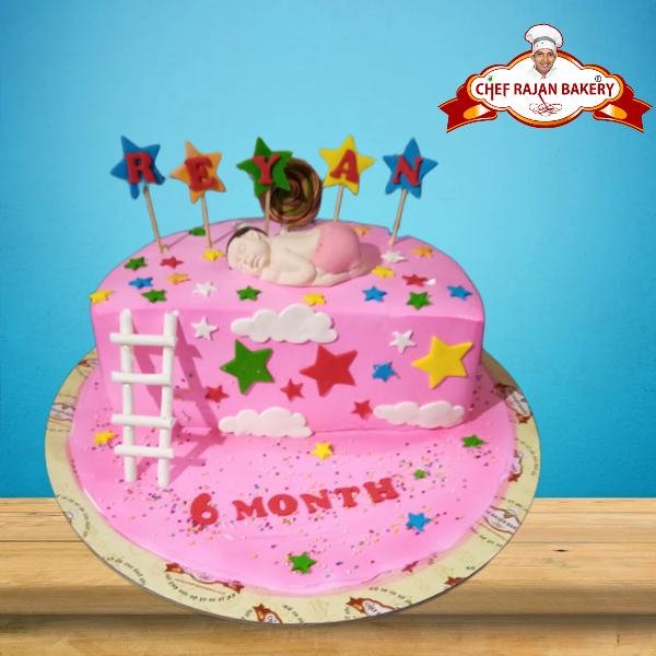 Amazon.co.jp: Half Birthday Cake, 6 Months, Birthday, Icing Cookies,  Decorating Cake, Birthday, Cake Smash (Pink, No. 5) : Home & Kitchen