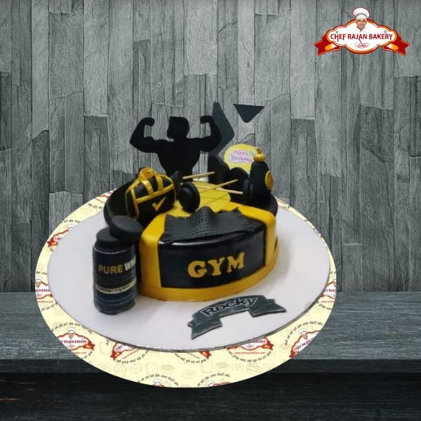 Gym theme customized designer fondant cake with 3D body - CakesDecor