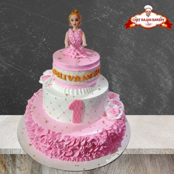 Barbie Doll Topper Designer Cake | bakehoney.com