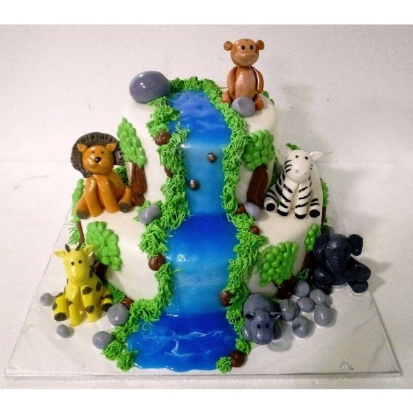 Jungle Safari First Birthday Three Tier Cake